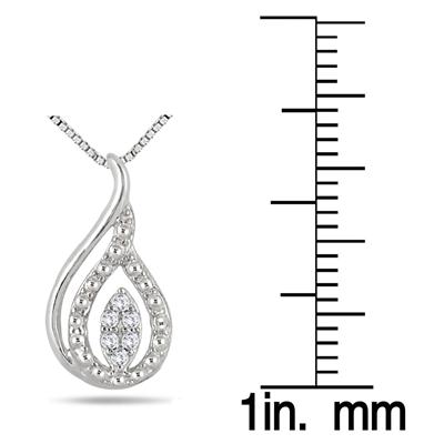Diamond Tear Drop Pendant in .925 Sterling Silver