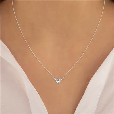 1 Carat Diamond Bezel Pendant in 14K White Gold