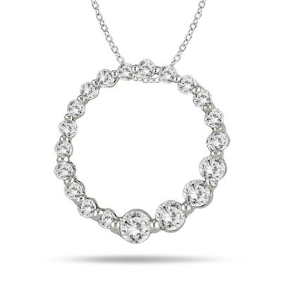 1CTW Diamond Journey Pendant In 14K White Gold