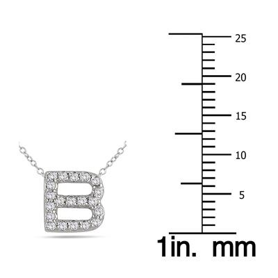 1/6 Carat TW B Initial Diamond Pendant in 10K White Gold