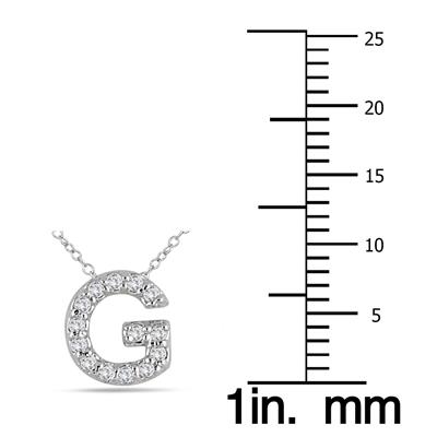 1/10 Carat TW G Initial Diamond Pendant in 10K White Gold