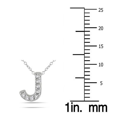 J Initial Diamond Pendant in 10K White Gold