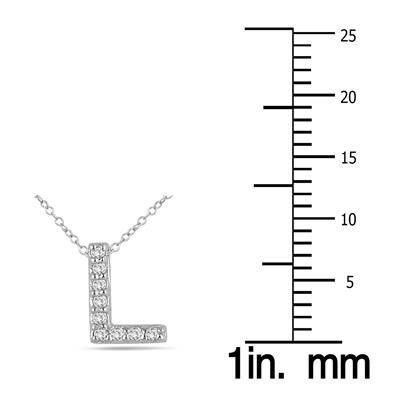 L Initial Diamond Pendant in 10K White Gold