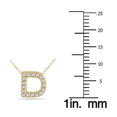 1/10 Carat TW D Initial Diamond Pendant in 10K Yellow Gold