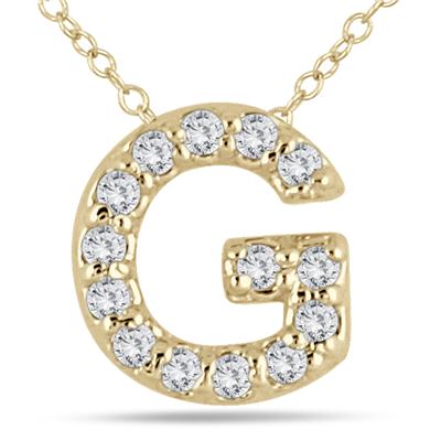 1/10 Carat TW G Initial Diamond Pendant in 10K Yellow Gold