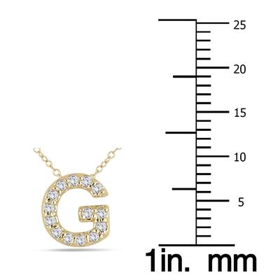 1/10 Carat TW G Initial Diamond Pendant in 10K Yellow Gold