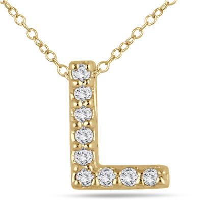 L Initial Diamond Pendant in 10K Yellow Gold