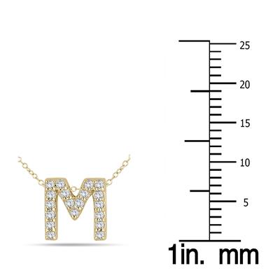 1/6 Carat TW M Initial Diamond Pendant in 10K Yellow Gold