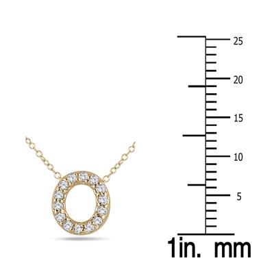 1/10 Carat TW O Initial Diamond Pendant in 10K Yellow Gold