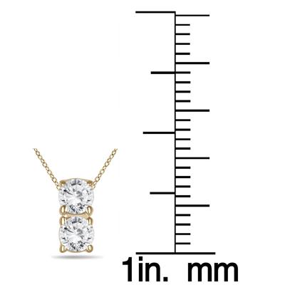 1/2 Carat Two Stone Diamond Pendant in 14K Yellow Gold 