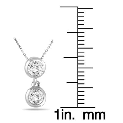 1/2 Carat Two Stone Diamond Pendant in 14K White Gold