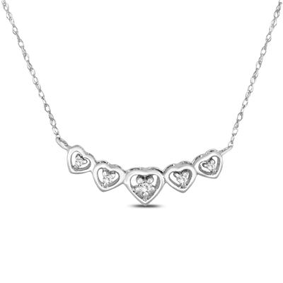 Diamond Heart Link Necklace in 10K White Gold 