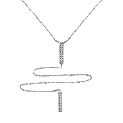Double Bar Diamond Lariat in 10K White Gold 