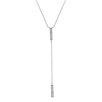 Double Bar Diamond Lariat in 10K White Gold 
