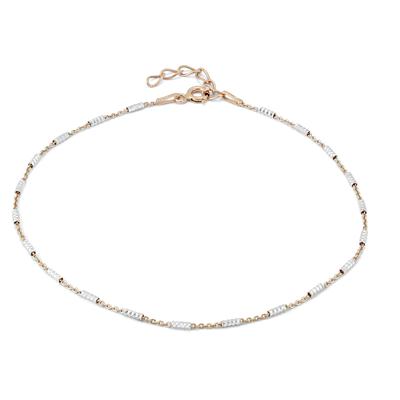 Two Tone Beaded Anklet in .925 Sterling Silver