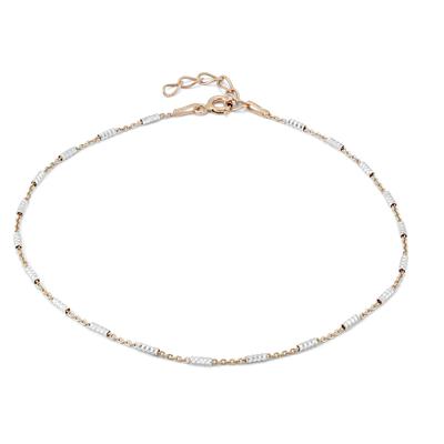 Two Tone Beaded Anklet in .925 Sterling Silver 