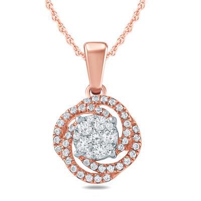1/3 Carat TW Diamond Pendant in 10K Rose Gold