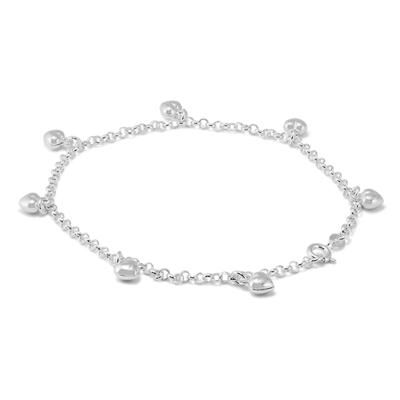 Heart Charm Anklet in 925 Sterling Silver 