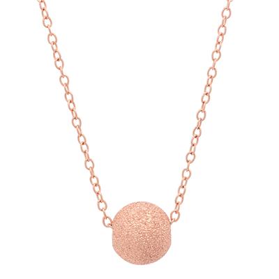 Adjustable Diamond Cut Pink Ball Necklace in .925 Sterling Silver