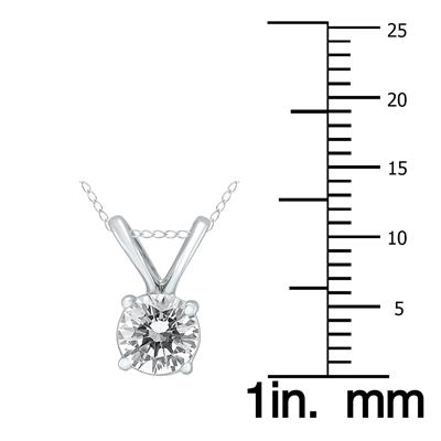 1/2 Carat Round Diamond Solitaire Pendants In 14K White Gold