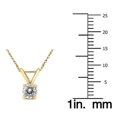 1/4 Carat Round Diamond Solitaire Pendant in 14K Yellow Gold