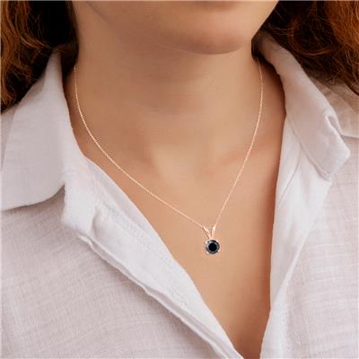 1 Carat Round Black Diamond Solitaire Pendant in 14K Rose Gold