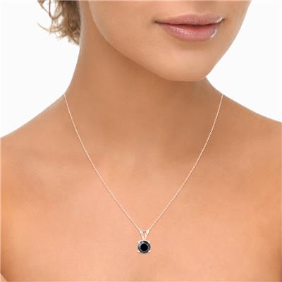 1 1/2 Carat Round Black Diamond Solitaire Pendant in 14K Rose Gold