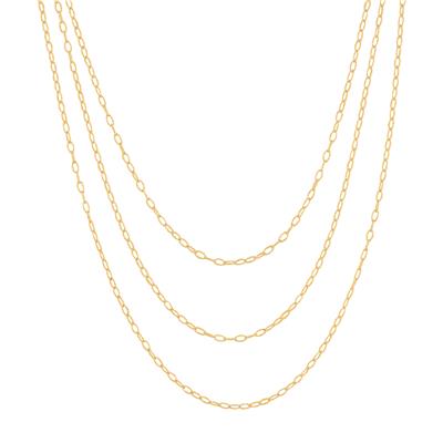 Triple Strand Vermeil Necklace with Adjustable Bolo Clasps