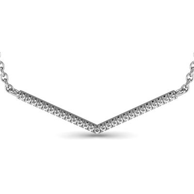 1/5 carat TW Diamond V Bar Necklace in .925 Sterling Silver