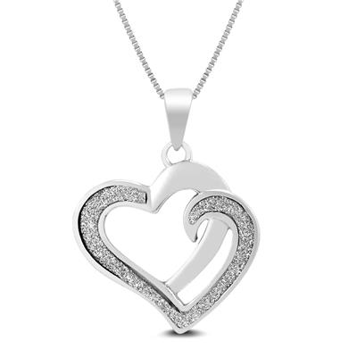 Sparkle Dust Heart Pendant in .925 Sterling Silver