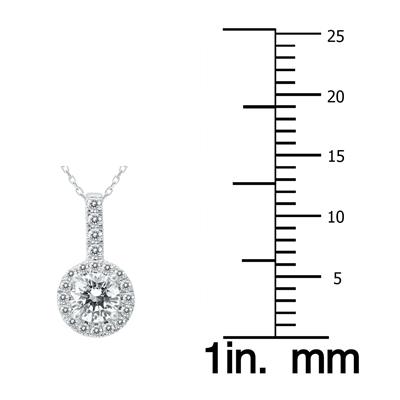 AGS Certified 1 Carat TW Halo Diamond Pendant in 14K White Gold