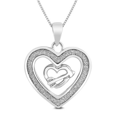 Princess Cut Solitaire Heart Pendant Sterling Silver Mini Charm Necklace Valentines