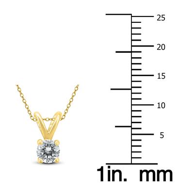 1/4 Carat (J-K Color, VS1-VS2 Clarity) AGS Certified Round Diamond Solitaire Pendant in 14K Yellow Gold