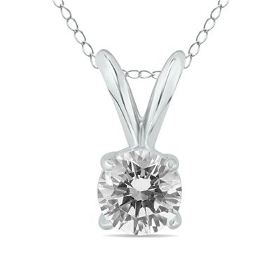 1/3 Carat Diamond Solitaire Pendant in 14K White Gold (L-M Color, I2-I3 Clarity)