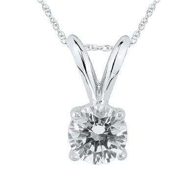1/3 Carat (J-K Color, SI1-SI2 Clarity) AGS Certified Round Diamond Solitaire Pendant in 14K White Gold