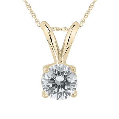 1/3 Carat (J-K Color, SI1-SI2 Clarity) AGS Certified Round Diamond Solitaire Pendant in 14K Yellow Gold