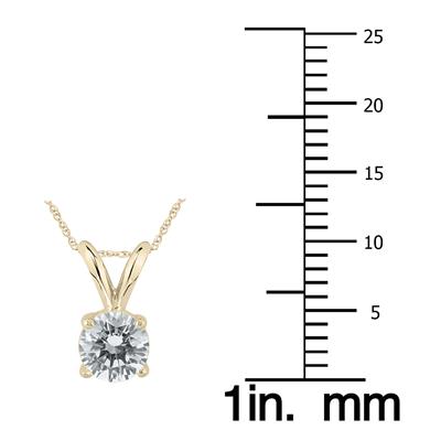 3/8 Carat (J-K Color, SI1-SI2 Clarity) AGS Certified Round Diamond Solitaire Pendant in 14K Yellow Gold