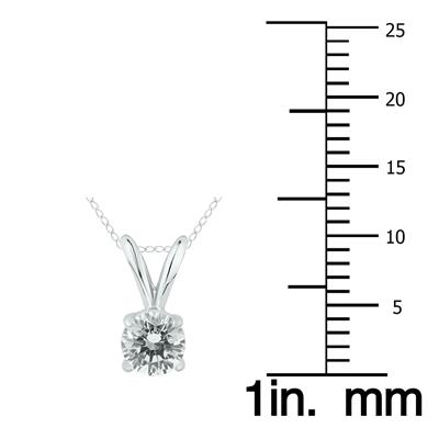 1/2 Carat (H-I Color, SI1-SI2 Clarity) AGS Certified Diamond Solitaire Pendant in 14K White Gold