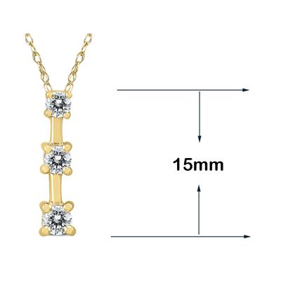 1/4 Carat TW Three Stone Diamond Pendant in 10K Yellow Gold