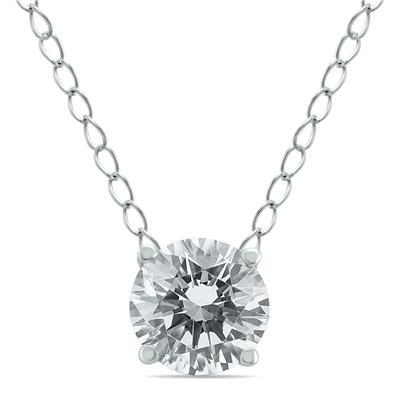 1/4 Carat Floating Round Diamond Solitaire Necklace in 14K White Gold