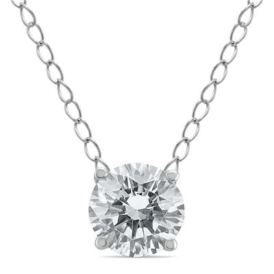 1/4 Carat Floating Round Diamond Solitaire Necklace in 14K White Gold