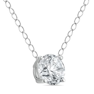 1/4 Carat Floating Round Diamond Solitaire Necklace in 14K White Gold