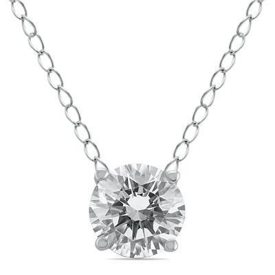 1/3 Carat Floating Round Diamond Solitaire Necklace in 14K White Gold