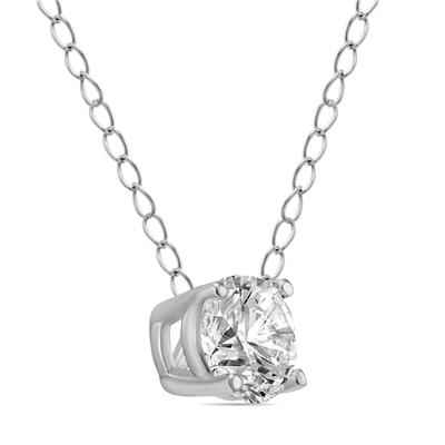 1/3 Carat Floating Round Diamond Solitaire Necklace in 14K White Gold