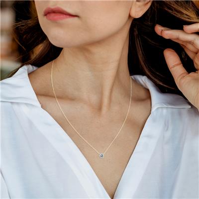 1/4 Carat Floating Round Diamond Solitaire Necklace in 14K Yellow Gold