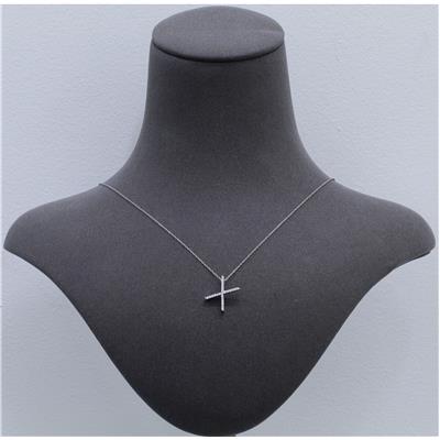 1/8 Carat TW X Initial Diamond Pendant Necklace in 10K White Gold with Adjustable Chain