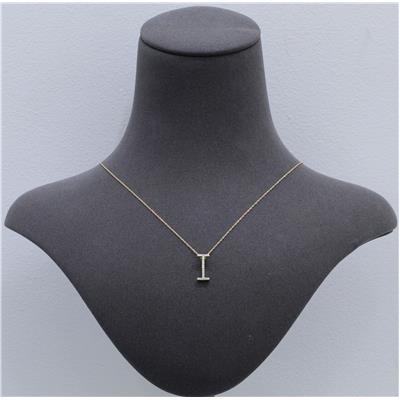1/10 Carat TW I Initial Diamond Pendant Necklace in 10K Yellow Gold with Adjustable Chain