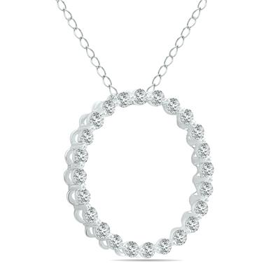 1/2 Carat TW Diamond Circle Pendant in 14K White Gold