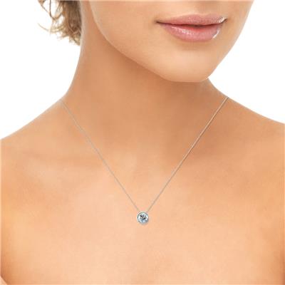 1 Carat Diamond Bezel Pendant in 14K White Gold