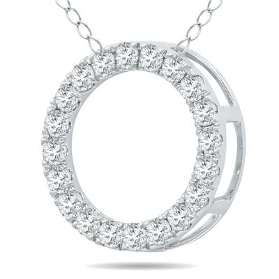 1/2 Carat TW Diamond Circle Pendant in 10K White Gold